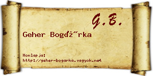 Geher Bogárka névjegykártya
